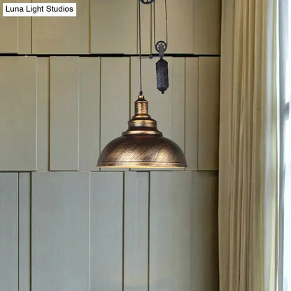 Rustic copper dome pendant light with pulley for living room Decorbites on Tampa Home & Garden Store