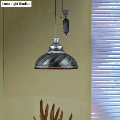 Rustic copper dome pendant with pulley, industrial living room light Decorbites on Tampa Home & Garden Store