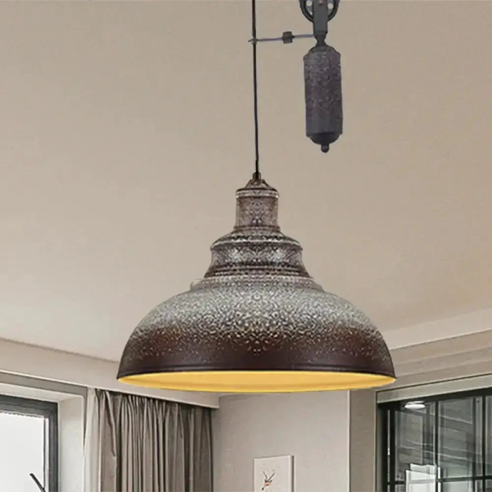 Rustic industrial copper dome pendant light with pulley by Decorbites on Tampa Home & Garden Store