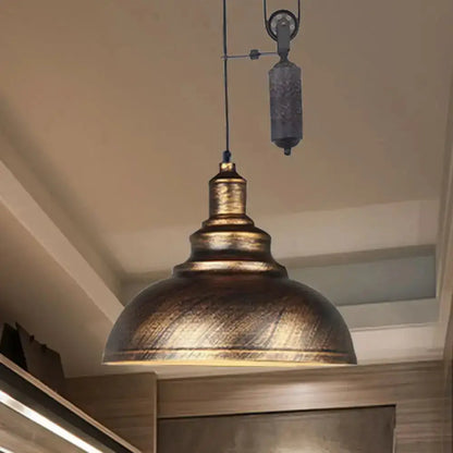Rustic copper dome pendant light with pulley by Decorbites, industrial home & garden decor on Tampa Home & Garden Store