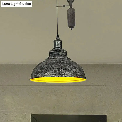 Rustic copper dome pendant light with pulley, industrial living room decor on Tampa Home & Garden Store