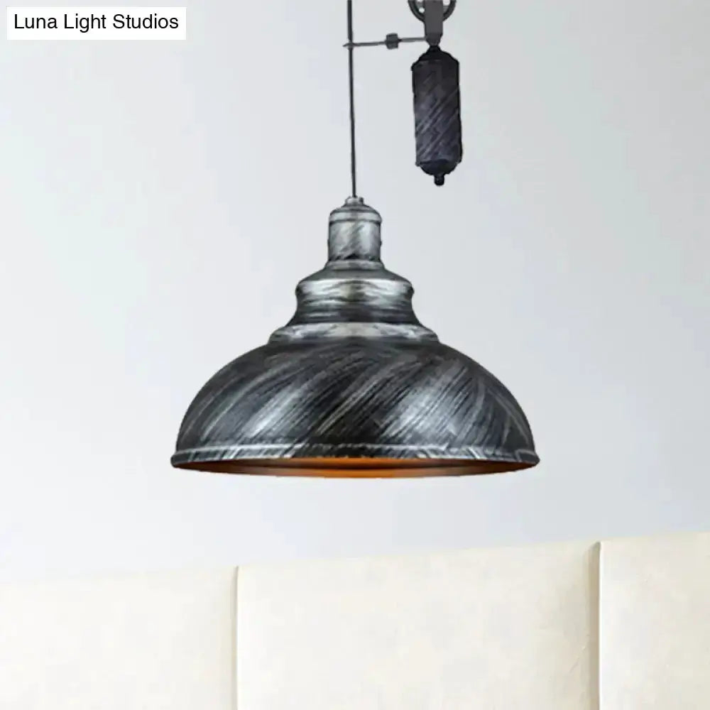 Rustic industrial copper dome pendant light with pulley by Decorbites for living room on Tampa Home & Garden Store
