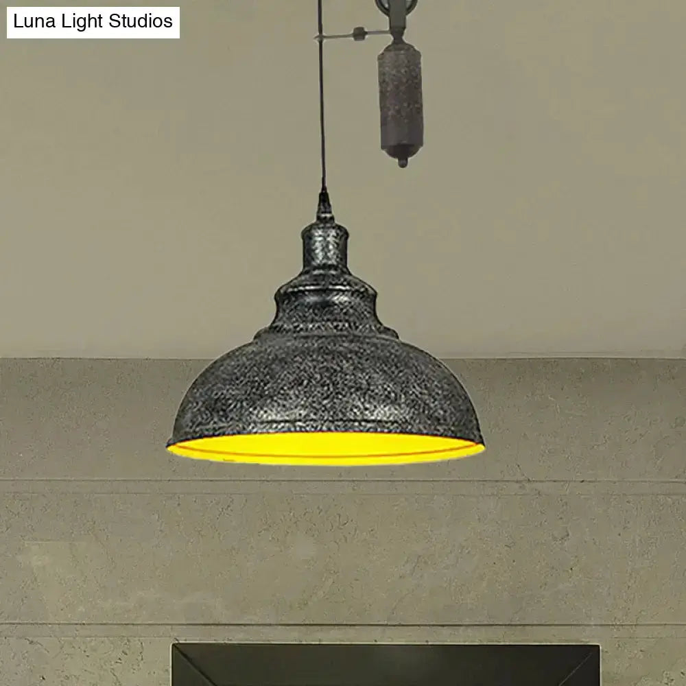 Rustic copper dome pendant with pulley, industrial ceiling light for living room Decorbites on Tampa Home & Garden Store