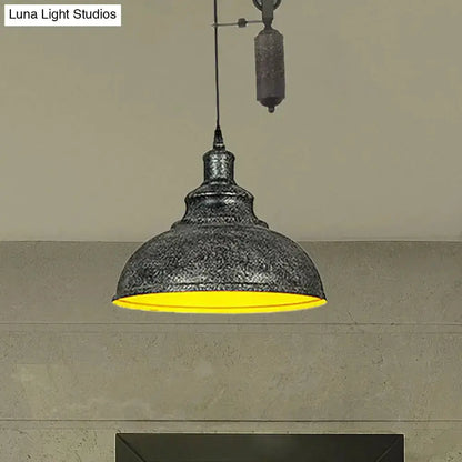 Rustic copper dome pendant with pulley, industrial ceiling light for living room Decorbites on Tampa Home & Garden Store