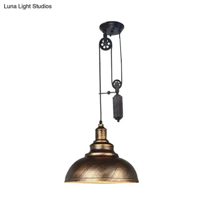 Copper dome pendant light with pulley, rustic industrial decor by Decorbites on Tampa Home & Garden Store