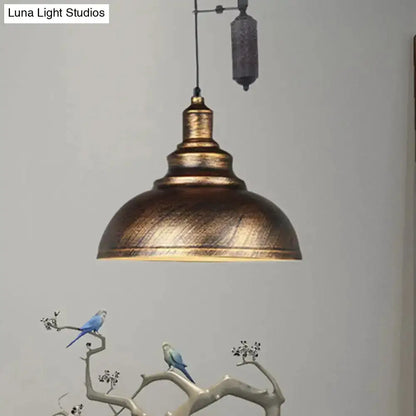 Rustic industrial copper dome pendant light with pulley suspension by Decorbites on Tampa Home & Garden Store