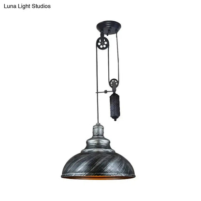 Copper dome pendant with pulley lighting fixture in rustic industrial style Decorbites on Tampa Home & Garden Store