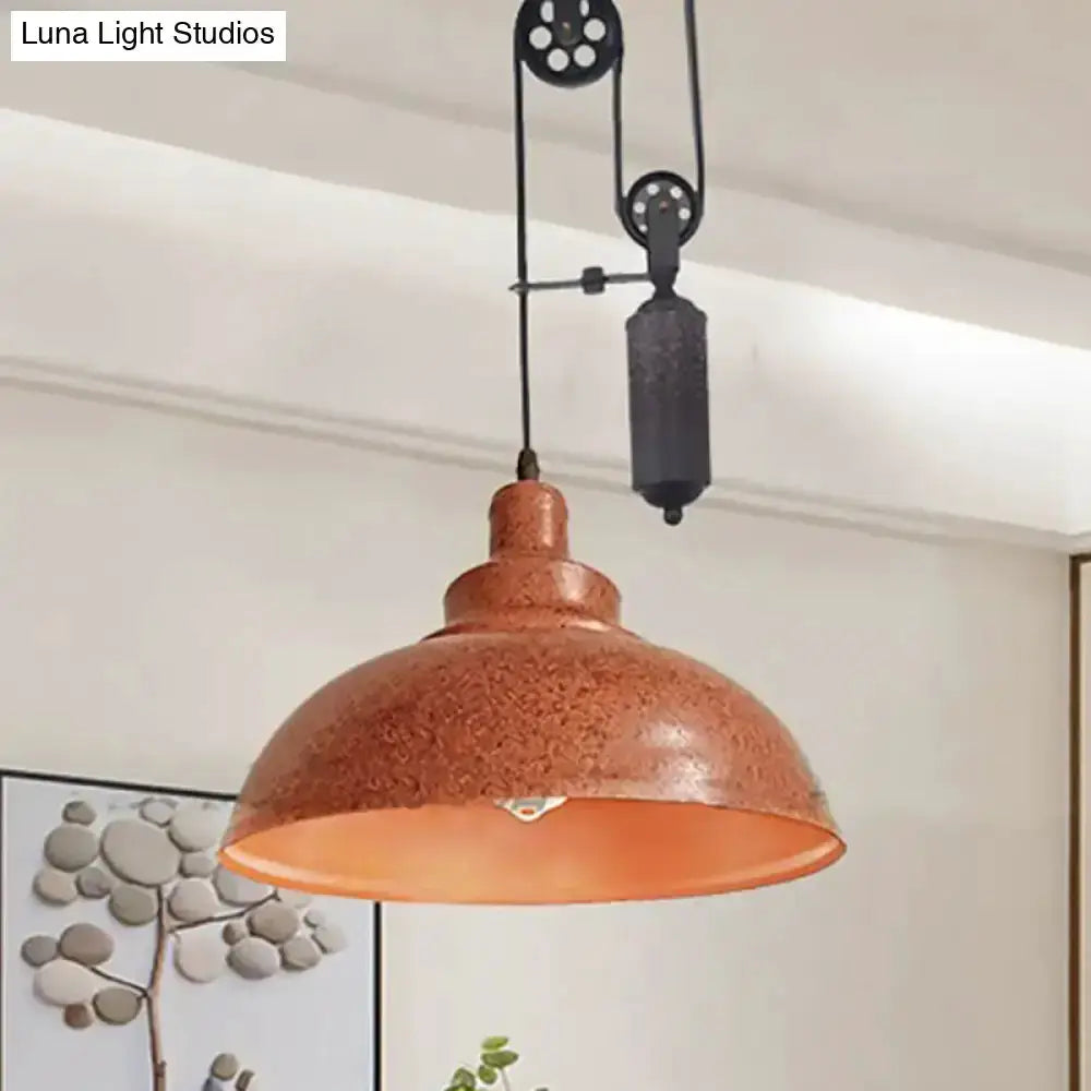 Rustic copper dome pendant light with pulley hardware by Decorbites on Tampa Home & Garden Store