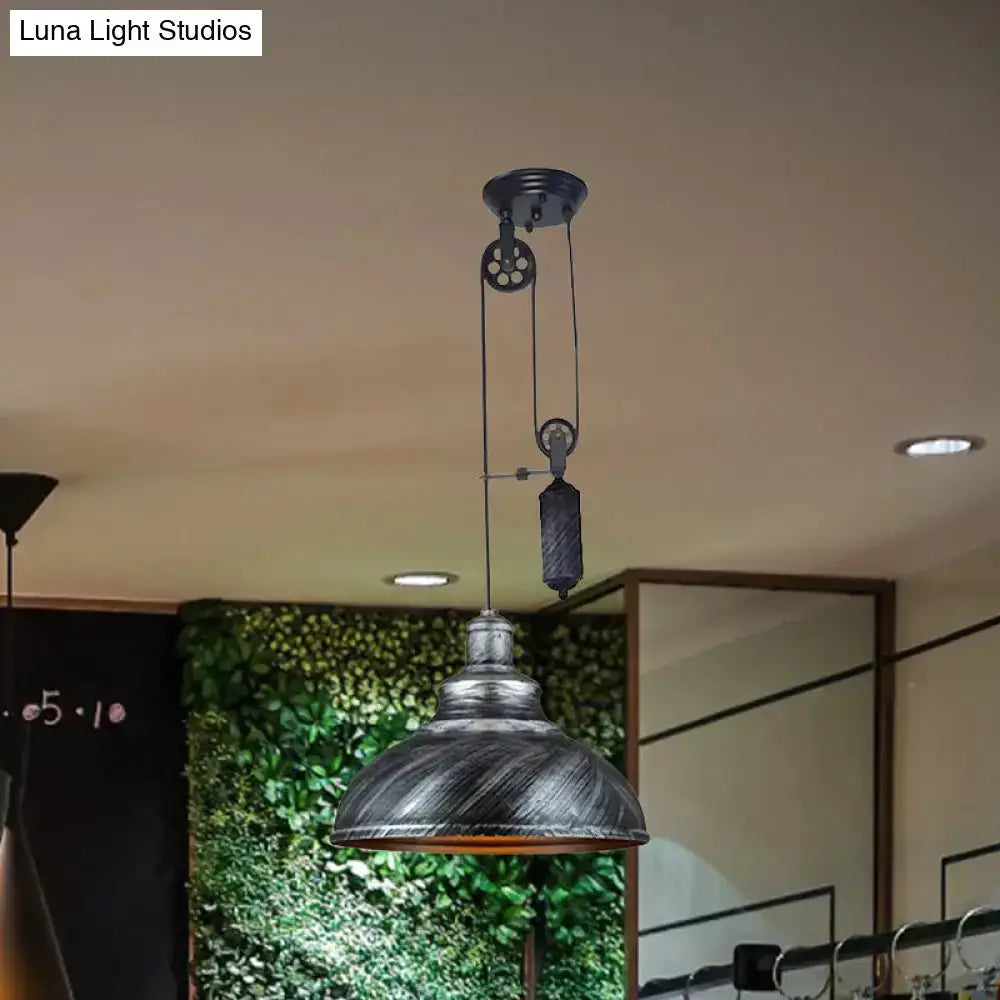 Rustic industrial copper dome pendant with pulley living room light Decorbites on Tampa Home & Garden Store