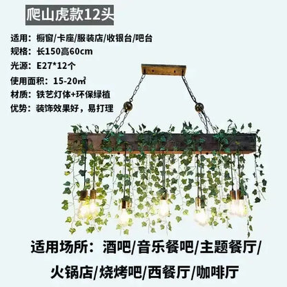 Rustic wood hanging chandelier planter with Edison bulbs and trailing greenery Decorbites on Tampa Home & Garden Store
