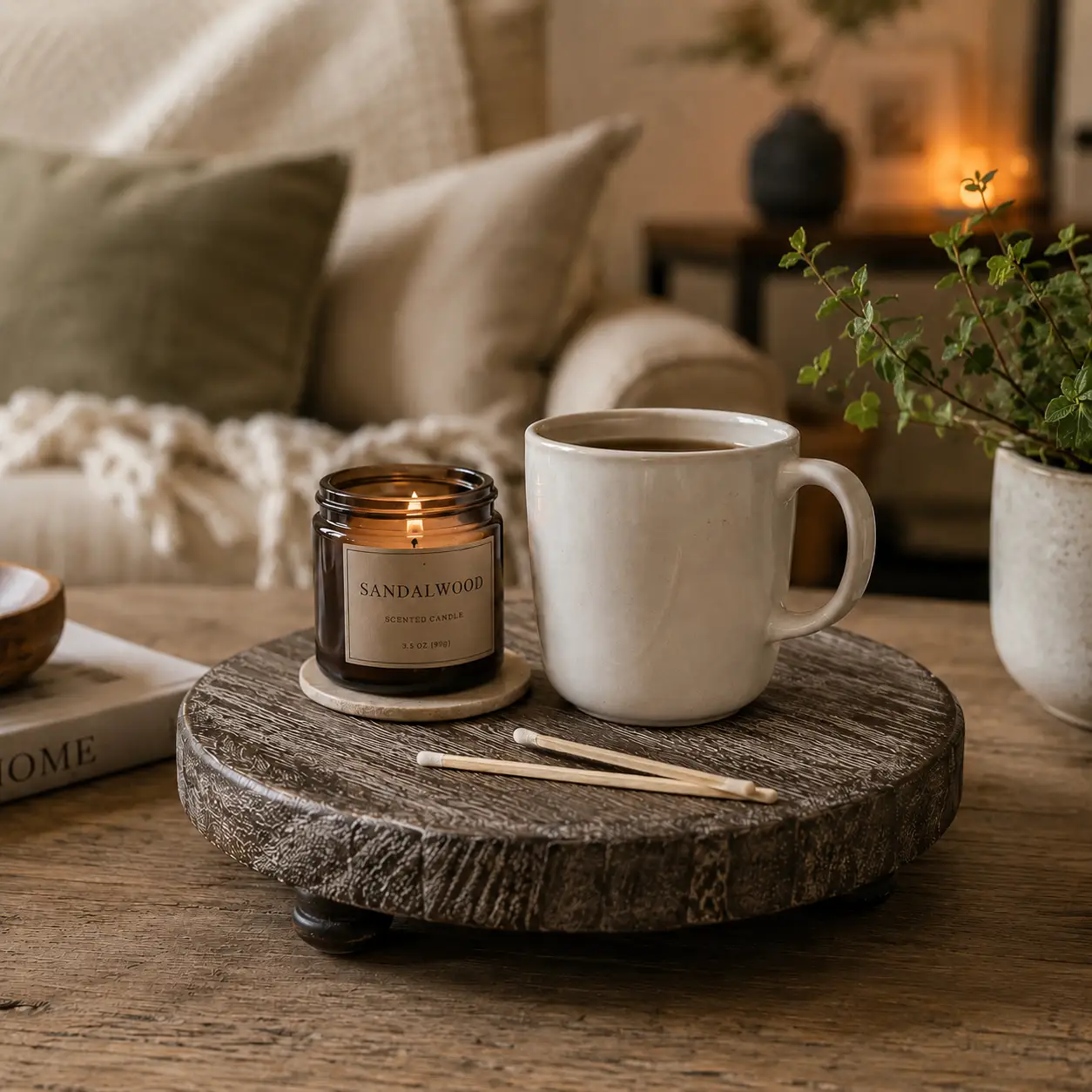 Rustic round wood jewelry tray on pedestal by Gia Roma with dark grain finish, decorative tray on Tampa Home & Garden Store