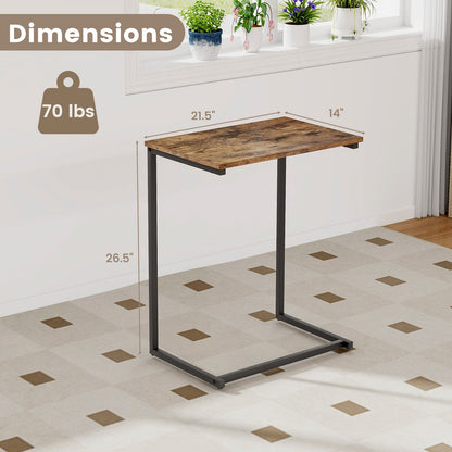 Mesa auxiliar industrial en forma de C con estructura de metal