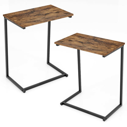 Mesa auxiliar industrial en forma de C con estructura de metal