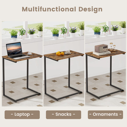 Mesa auxiliar industrial en forma de C con estructura de metal