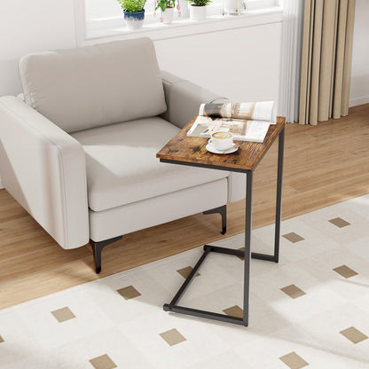 Mesa auxiliar industrial en forma de C con estructura de metal