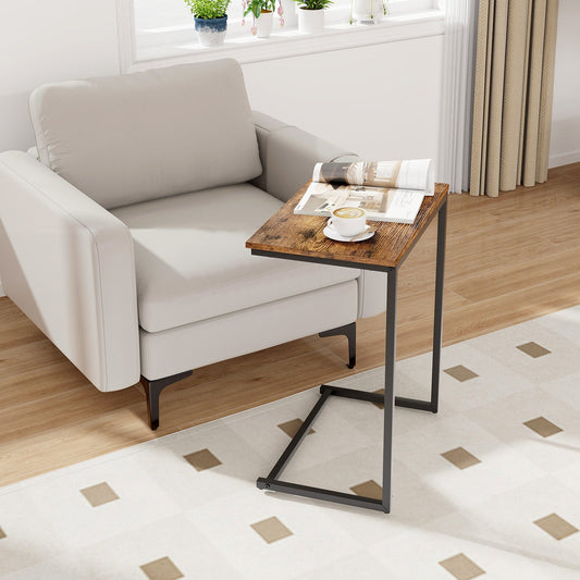 C-shaped Industrial End Table with Metal Frame - Tampa Home & Garden Store