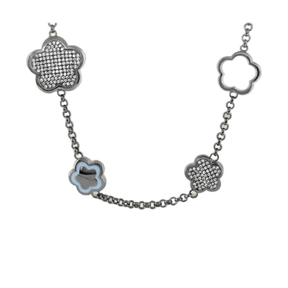 Shimmer and Glimmer short necklace with crystal flower charms Lauren G Adams silver-tone on Tampa Home & Garden Store