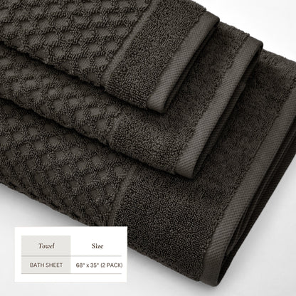 Cotton Diamond Waffle Weave Bath Towel Set