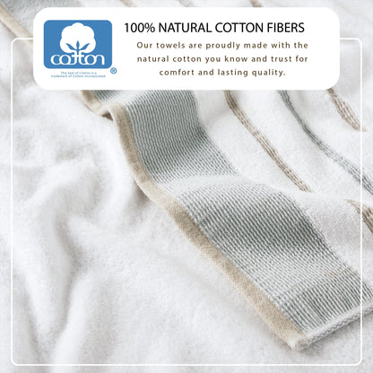 Soft Cotton Bath Towel Set and Stripe Detail