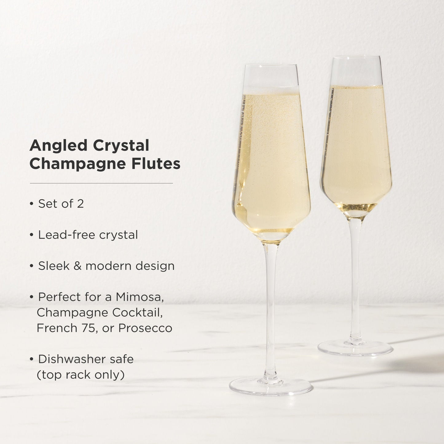 Raye Angled Crystal Champagne Flutes Set of Two