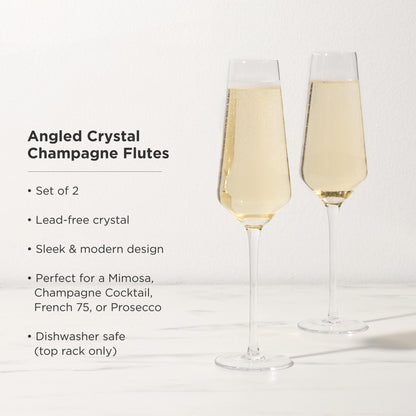 Raye Angled Crystal Champagne Flutes Set of Two