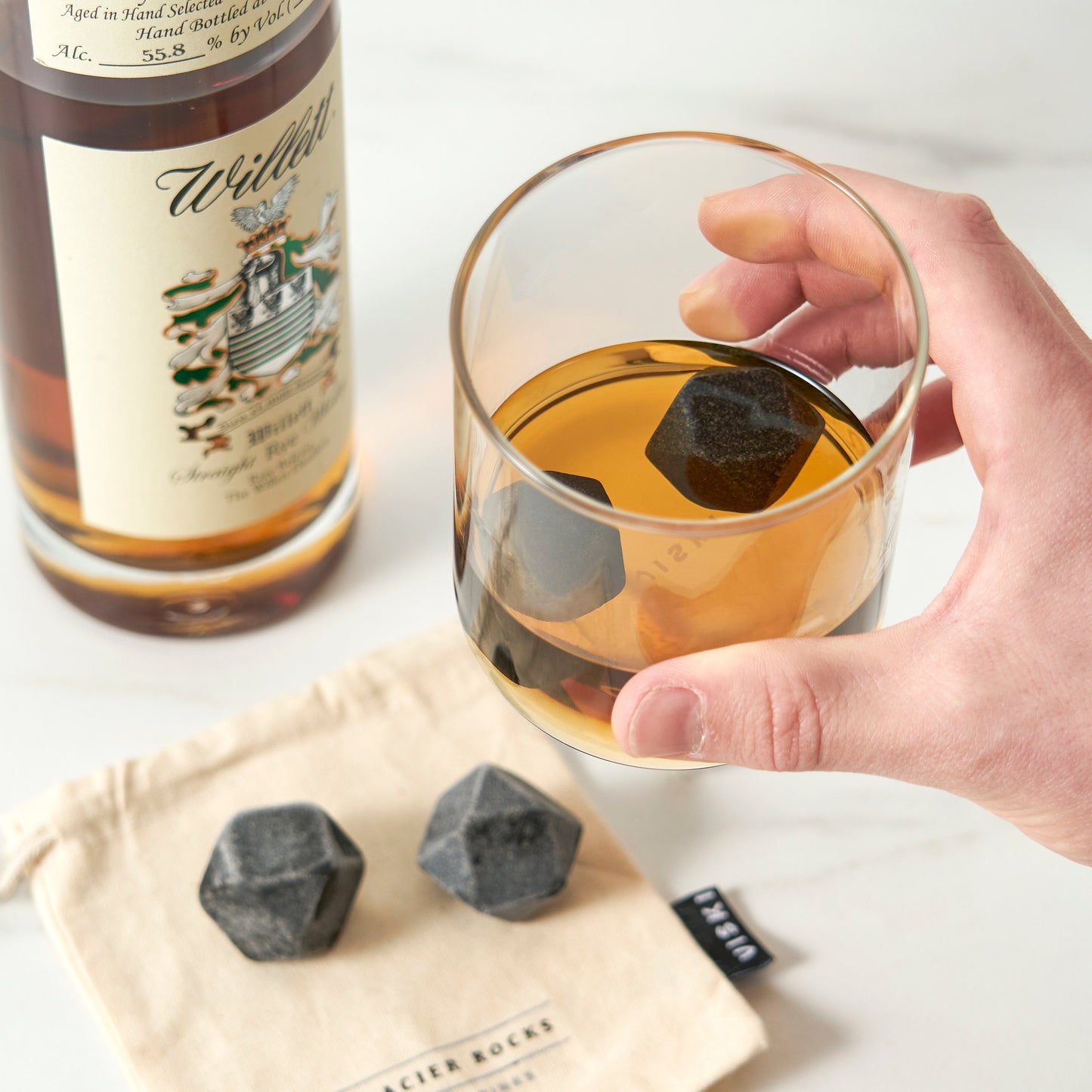 Hexagon Basalt Glacier Rocks Set of 4 for Drinks