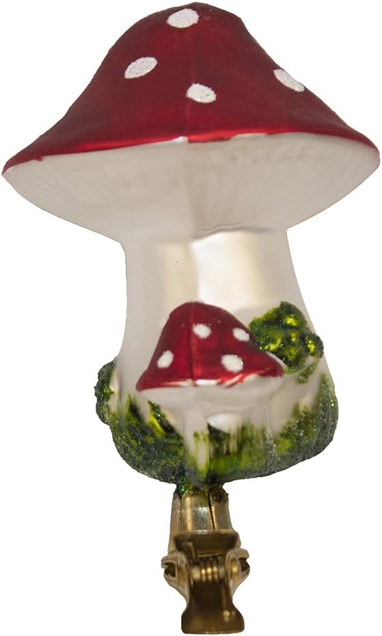 Ornement en verre à pince en forme de champignon - Lot de 2