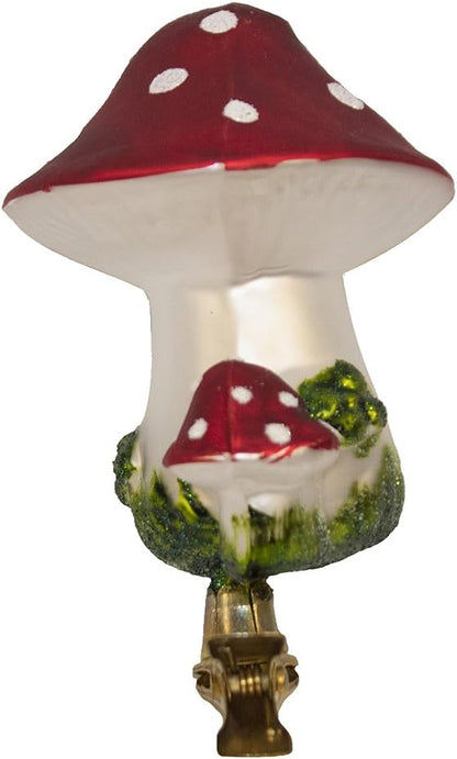 Ornement en verre à pince en forme de champignon - Lot de 2