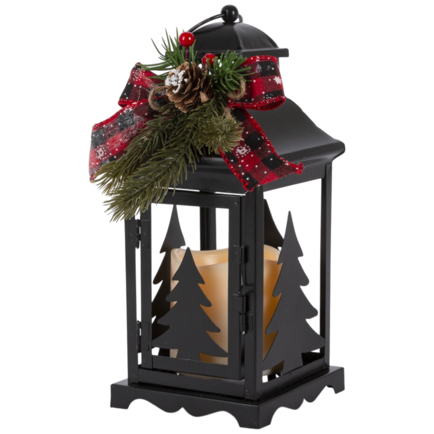 10.5-Inch Lighted Lanterns with Timer Set of 2, black, by The Country Christmas Loft on Tampa Home & Garden Store