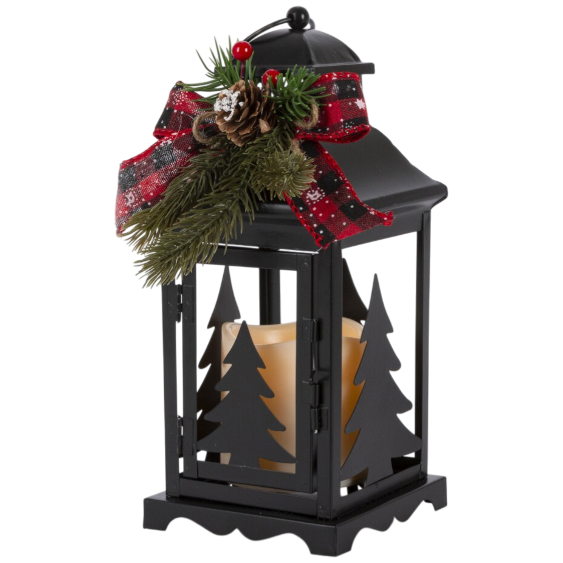 10.5-Inch Lighted Lanterns with Timer Set of 2, black, by The Country Christmas Loft on Tampa Home & Garden Store