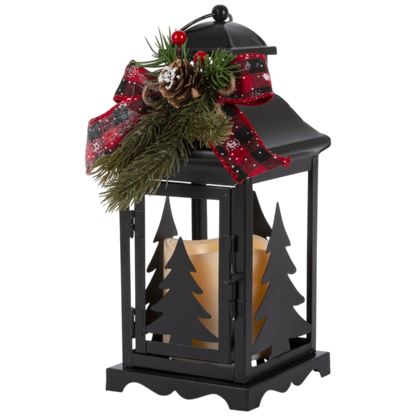 10.5-Inch Lighted Lanterns with Timer Set of 2, black, by The Country Christmas Loft on Tampa Home & Garden Store
