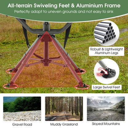 360 Degree Silent Swivel Hunting Chair Black by GemGear, tree stand with aluminum legs on Tampa Home & Garden Store