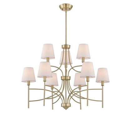 Millau 5 Light Chandelier and Satin Gold Shades