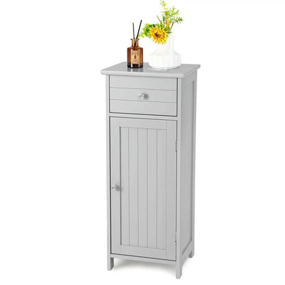Wooden Bathroom Floor Storage Cabinet With Drawer