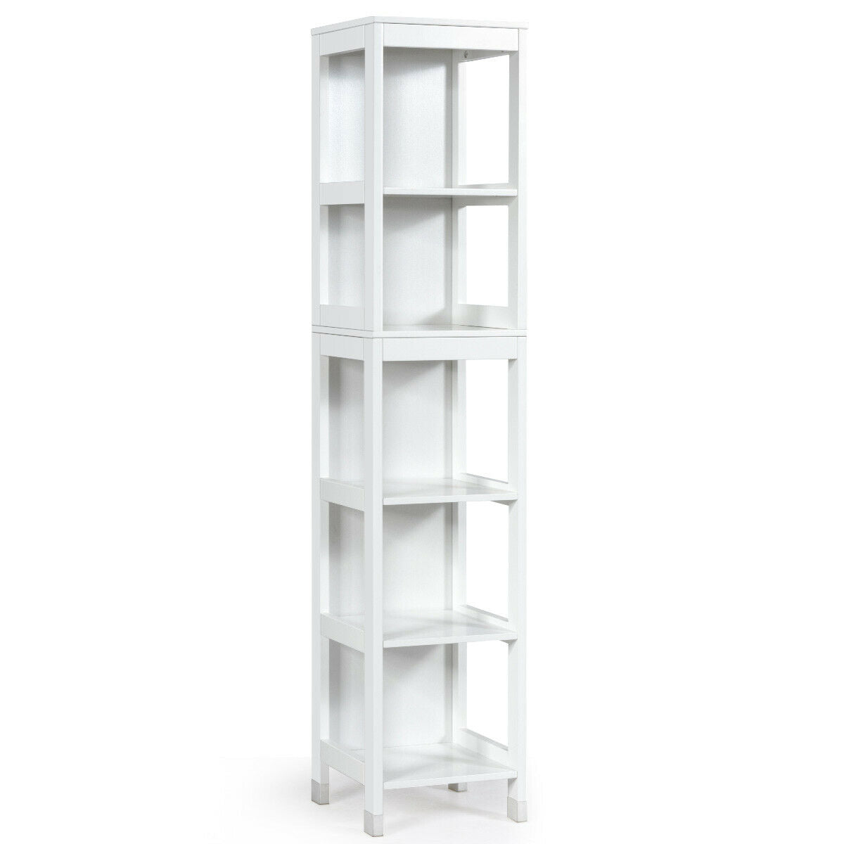 Mueble de suelo multifuncional de 5 niveles para baño con 2 cajones