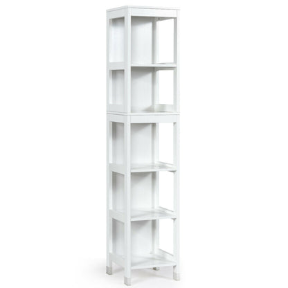 Mueble de suelo multifuncional de 5 niveles para baño con 2 cajones