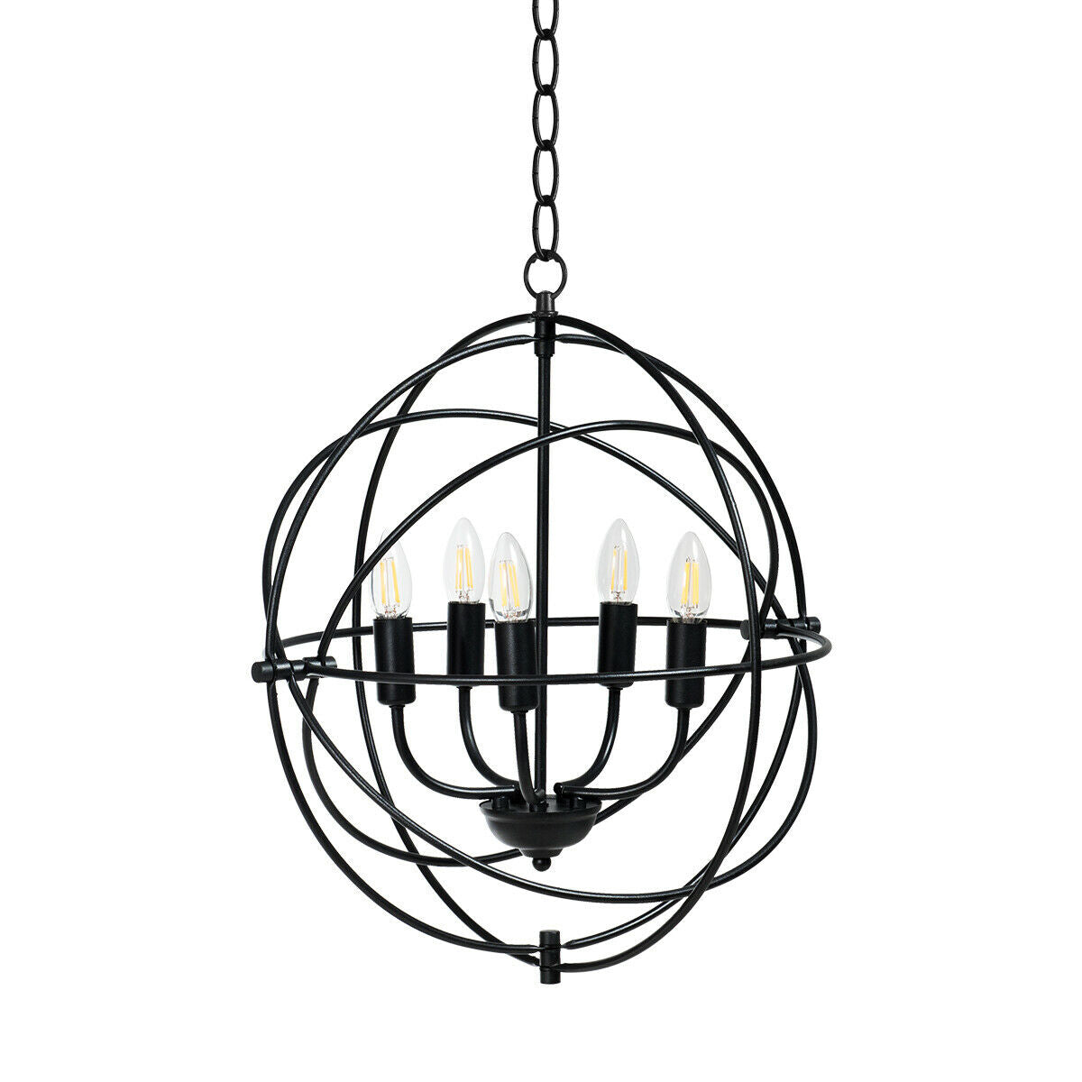 Candelabro metálico de 5 luces de 20 pulgadas con anillos entrelazados pivotantes