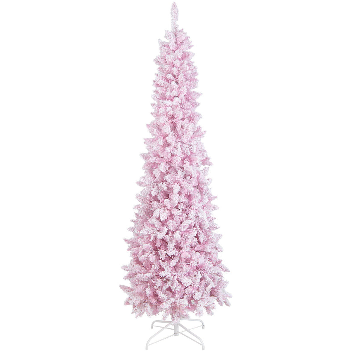 7 ft DirectDeals pink snow-flocked hinged pencil Christmas tree with 300 lights and 8 modes on Tampa Home & Garden Store