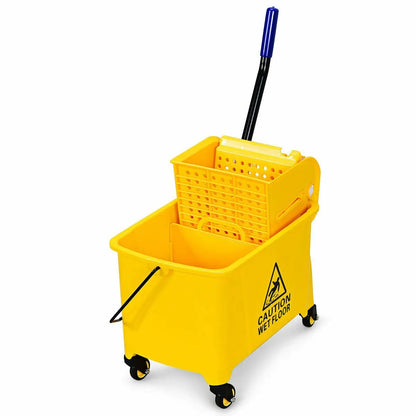 Mop Bucket with Panel Side Press Wringer on Wheels
