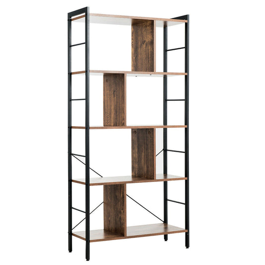 4-Tier Industrial Freestanding Bookshelf with Metal Frame - Tampa Home & Garden Store