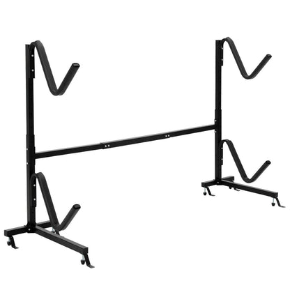 GemGear freestanding height-adjustable dual kayak rack in black steel with U-shaped holders on Tampa Home & Garden Store