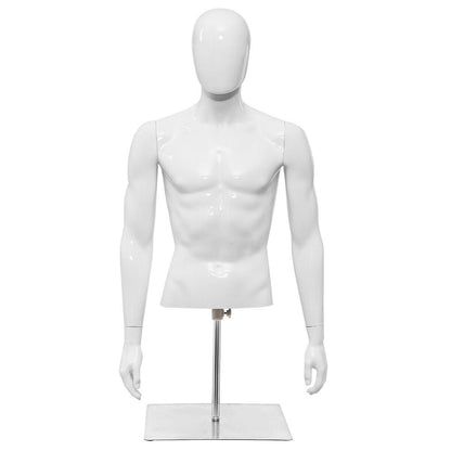Maniquí de Plástico Hombre Medio Cuerpo con Cabeza Giratoria y Base