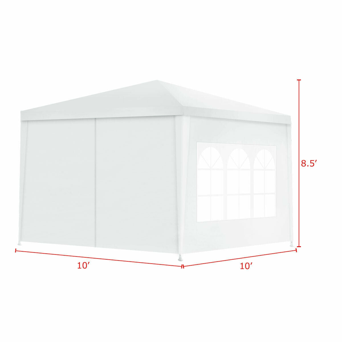 10x10ft white canopy tent GemGear with 4 removable sidewalls and arched window panel on Tampa Home & Garden Store