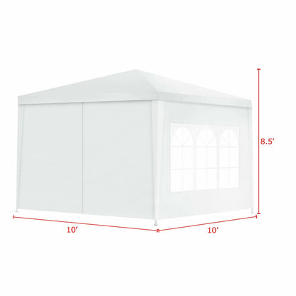 10x10ft white canopy tent GemGear with 4 removable sidewalls and arched window panel on Tampa Home & Garden Store