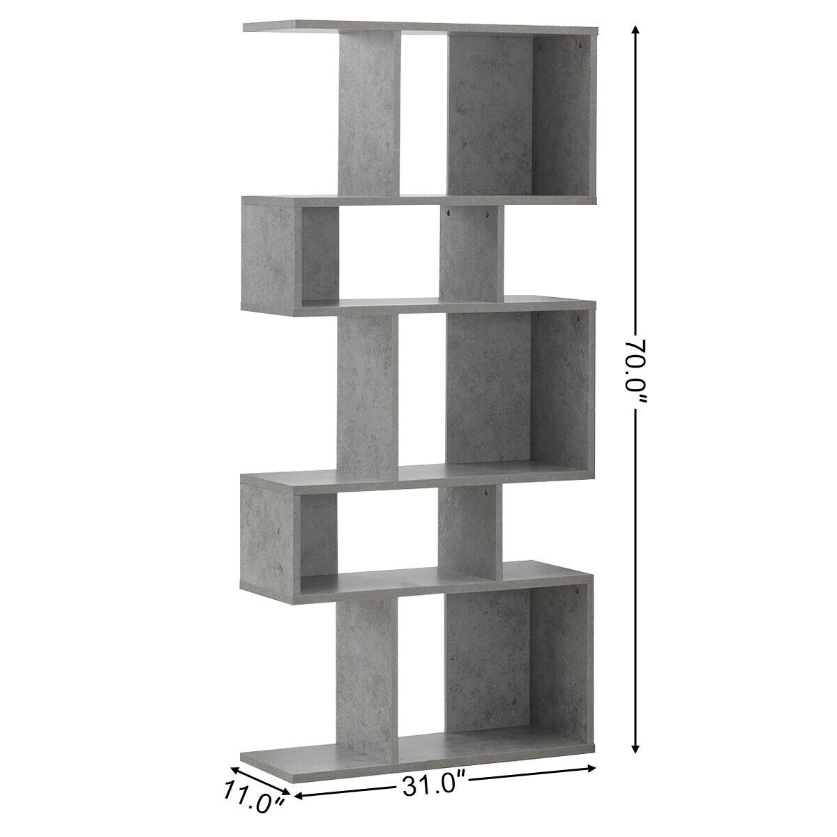 Estantería de esquina de 5 cubos, estante de exhibición, librero - Gris