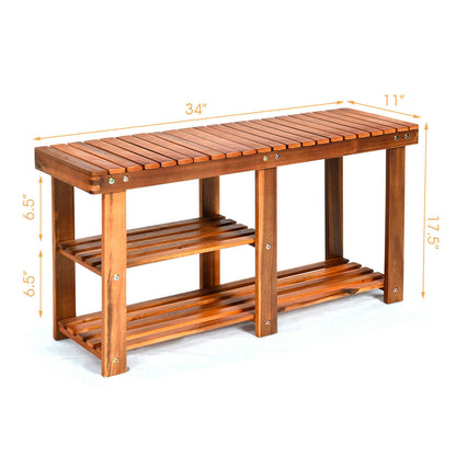 Organizador de Zapatos de Madera de 3 Niveles Independiente con Asiento