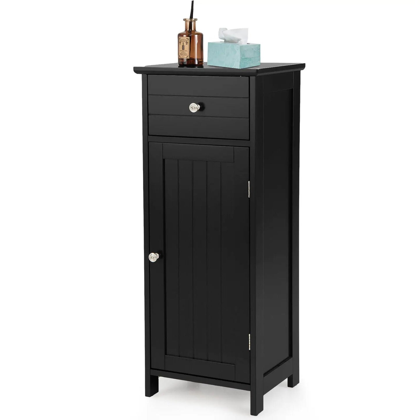 Wooden Bathroom Floor Storage Cabinet With Drawer