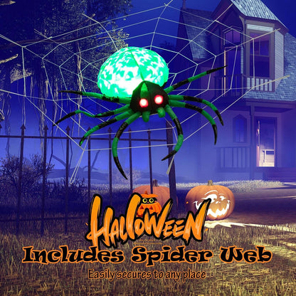 5 ft Halloween Inflatable Creepy Spider with Cobwebs and LEDs, DirectDeals, green glow red eyes on Tampa Home & Garden Store