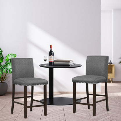 Set of 2 DirectDeals linen bar stools with back gray upholstery dark wood legs on Tampa Home & Garden Store