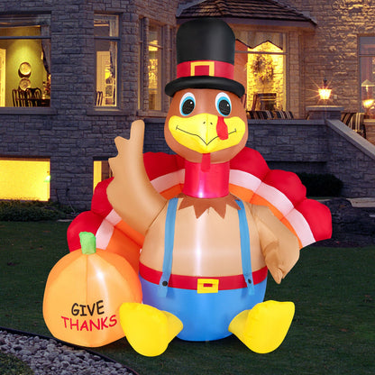 DirectDeals 6 ft Thanksgiving inflatable turkey with pumpkin, lights, fall harvest lawn decor on Tampa Home & Garden Store
